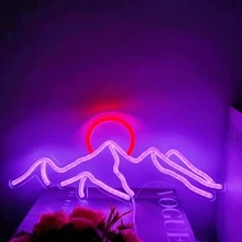Berg Neon LED Lichtschild, Sonnenaufgang & Sonnenuntergang für Schlafzimmer, Wohnzimmer, Hotel, Wanddekoration Weihnachtsgeschenk - Sonnenaufgang und Sonnenuntergang - Übersicht 13