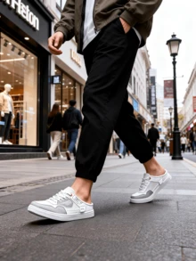 男士时尚休闲运动鞋，春夏款 - 白灰 - 查看 6