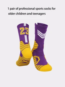 1 par de calcetines deportivos atléticos de alto rendimiento para jóvenes y adolescentes, con acolchado de rizo grueso, ideales para deportes al aire libre como baloncesto, fútbol, rugby y hockey - Multicolor - Ver 11
