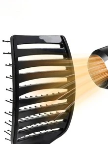 Fluffy Crown Top Large Curved Comb, Hair Straightening Comb, Home Use Hair Scalp Massage Comb, Hollow Out Comb, Anti-Static Styling Hair Comb, Curly Hair Large Curved Comb - A - View 5