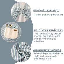 1 Piece Of Fashionable Cotton And Linen Striped Apron, Half Body Apron, Household Kitchen Oil Proof Apron, And Dirt Resistant Household Cover - Multicolor - View 3