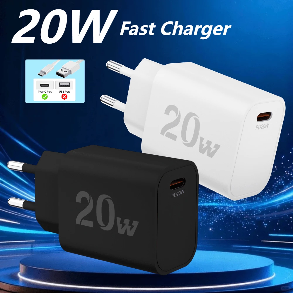 20W USB-C PD Fast Charger, Compatible With IPhone 16/15/14/13/12 Plus Pro MAX Mini, Galaxy S24/23/22 And Other Smartphones, USB-C Port