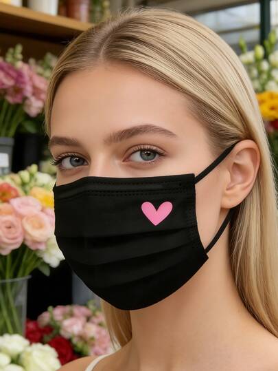 [50 Pieces ] Black Disposable Mask, 3-Layer Adult Mask, Elastic Earring Mask, Breathable And Comfortable, Ear Loops, Suitable For Home, Office, School, Outdoor, Disposable Ear Rack, Home, Travel, Office, School, Work, Outdoor