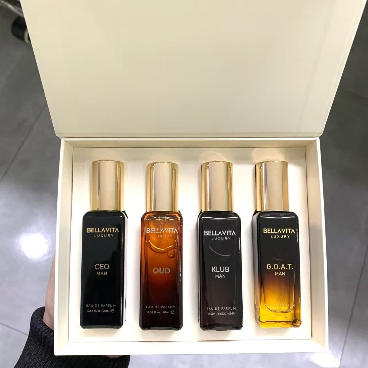BellaVita Luxury Men Perfume Gift Set 4x20ml CEO Man OUD KLUB Man G.O.A.T. Man EDP Long Lasting Fragrance - 清新香調 - 查看 1