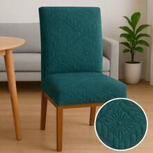 Quilted Chair Cover Set Of 6 - Exclusive Spandex Anti-Cat Design - Petroleum Green - View 2