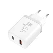 GAN 45W Dual Port Fast Charger, Supports USB-C (PD & PPS) And USB-A Quick Charge 3.0, Smart Fast Charging, Compact And Portable, Suitable For Smartphones, Tablets And Laptops - EU C Type Plug(220-240V) - View 7
