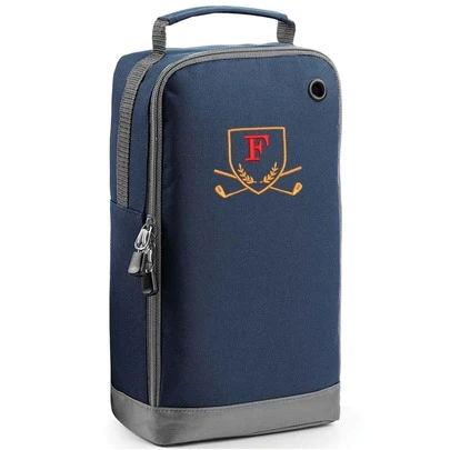 AlwaysLookingGood Golf Shoe Bag With Monogrammed Embroidery Initial Letter Embroidered Navy Blue Golf Boot Bag - Golf Gifts For Men / Women