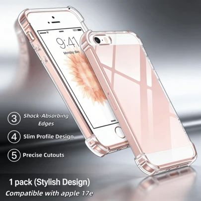 1pc:A Large Hole Jelly Gel 3D Shockproof Apple Case, Compatible With Apple 17e, Apple 17 Pro Max, Apple 17 Pro, Apple 17, Apple 16 Pro Max, Apple 16 Pro, Apple 15 Pro Max, Apple 15 Pro, Apple 15, Apple 16. Solid Color Case, Simple Case, Transparent Case. Healthy, Zero Formaldehyde, Skin-Friendly And Hand-, Odorless.