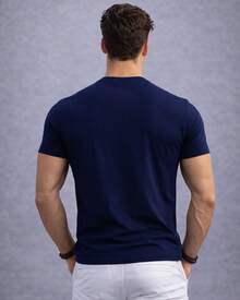 Tech Modal T-Shirt 92% Elastane 8% Modal Plain Anti-Odor Shirt For Men - Navy Blue - View 5
