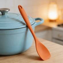 Bộ 2/4/6 thìa silicon, dài 10,75 inch, chịu nhiệt, dẻo dai – Dụng cụ nhà bếp chống dính dùng để trộn, cạo, an toàn với máy rửa chén (Xanh dương/Cam/Đỏ/Hồng/Xanh lá cây) - Xem 4