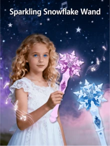 儿童派对礼物雪花魔法棒，节日派对礼品套装，带灯光和音效的派对闪光音乐棒，适合各种派对，女孩的梦想礼物，惊喜节日礼物，生日礼物，圣诞礼物，复活节礼物，新年礼物 - 彩色 - 查看 3