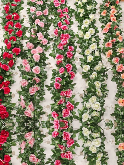 Nejlue Artificial Flowers/Plants1111 Home & Living 1/2Pcs 220cm White Artificial Rose Vine,Artificial Rose Garland With 10 Flowers,Spring Rose Decorations,Fake Hanging Flower For Home Decor,Room Decor,Wall Decor,Wedding Arch Floral Decor,Bedroom Decor,Table Decoration,Birthday Party Decoration,Garden Decor,Indoor Outdoor Decor