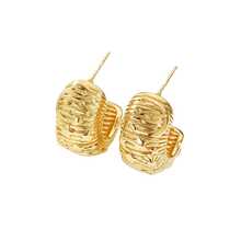 Bông tai nơ xoắn bằng thép không gỉ kiểu cổ điển, sang trọng theo phong cách châu Âu và Mỹ. - Vàng - Xem 10