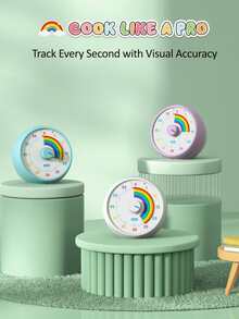 60分钟可视计时器，适用于儿童、教室、办公室、厨房、桌面，是一款儿童时间管理工具，静音运行，番茄钟计时器，彩虹图案 - 彩色 - 查看 4