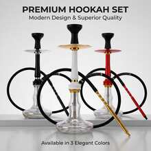 54CM/21.25inch Aluminum Alloy Hookah Set, Includes 50PCS Long Mouthpieces, 50PCS Aluminum Foil Papers, Silicone Hose, Spring, Silicone Bowl, Aluminum Handle, Carbon Clip - one-size - View 1
