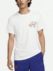 Camiseta Nike F.C. Dri-Fit de manga corta con cuello redondo y estampado de letras para hombre, color blanco - Blanco - Ver 1