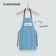 1pc Customizable Apron, Blue Striped, Can Customize Any Text Or Name - Durable Polyester, Suitable For Father's Day, Mother's Day, Halloween, Christmas, Christmas Eve, Valentine's Day, Birthday, Special Occasion, Thanksgiving, Easter, April Fool's Day, Carnival, Independence Day - Multicolor - View 1