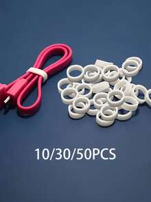 Bộ 10/20/30 dây buộc cáp silicon, dây cao su đàn hồi cao giúp sắp xếp dây điện và cáp dữ liệu, lý tưởng cho gia đình, văn phòng, trường học, giúp lưu trữ dễ dàng, quản lý cáp thuận tiện cho tai nghe, sạc điện thoại, chuột, thiết bị âm thanh, máy tính. Dây buộc cáp có thể tái sử dụng. - Nhiều màu - Xem 1