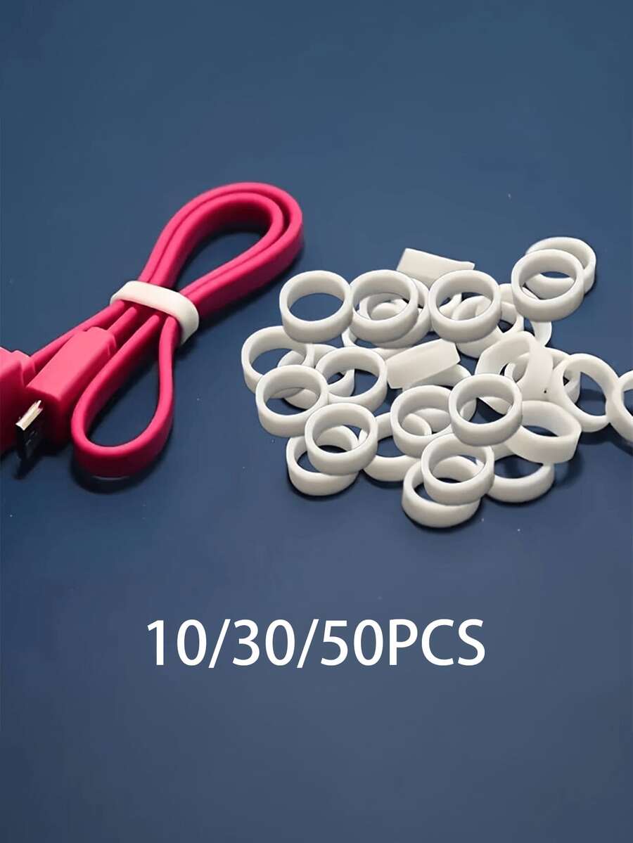 Bộ 10/20/30 dây buộc cáp silicon, dây cao su đàn hồi cao giúp sắp xếp dây điện và cáp dữ liệu, lý tưởng cho gia đình, văn phòng, trường học, giúp lưu trữ dễ dàng, quản lý cáp thuận tiện cho tai nghe, sạc điện thoại, chuột, thiết bị âm thanh, máy tính. Dây buộc cáp có thể tái sử dụng. - Nhiều màu - Xem 1