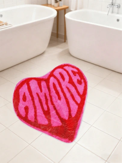 1 Stück herzförmiges, leuchtend weiches Kunstkaschmirkissen (geeignet für Valentinstag Dekoration Zuhause), rutschfeste saugfähige Badezimmermatte, geeignet für Herbsternte, Halloween/Weihnachtsdekoration, perfekt für Zuhause und Schlafzimmer, leichter Teppich - Kunstkaschmirmaterial, Raumdekoration, Heimdekoration, in verschiedenen Größen erhältlich, rutschfester Boden. [Badezimmermatte] [Badematte] [Badezimmerteppich] Herbst/Winter/Römische Dekoration/Heimdekoration/Hausdekoration