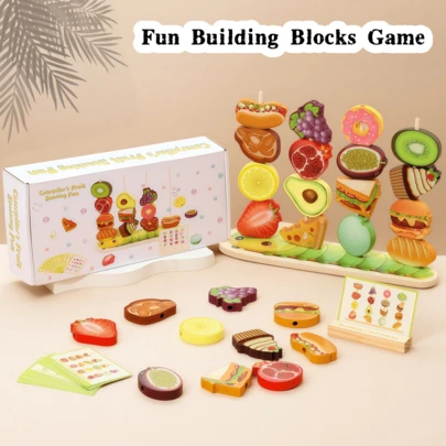 1 Set Colorful Boxed Wooden Fruit & Food Matching Puzzle Toy, Develops Observation, Hands-On Ability, Hand-Eye Coordination, Sense Of Order, Spatial Reasoning, Fruit & Food Recognition, STEM Education Toy, Great For Christmas, Easter, Halloween, Birthday Gifts, Wooden Toy