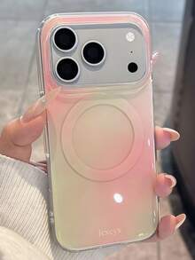 Ốp lưng điện thoại thời trang dễ thương họa tiết mực loang, có nam châm và sạc không dây cho iPhone 17 Pro Max, 17 Pro, 17, 16 Pro Max, 16 Pro, 16, 15 Pro Max, 15 Pro Max, 15 Pro, 15 Pro Max, 14 Pro Max, 13, 12 Pro Max, 11, sang trọng, bóng bẩy, màu thạch, chống sốc. - Ombre hồng và xanh lá cây - Xem 3