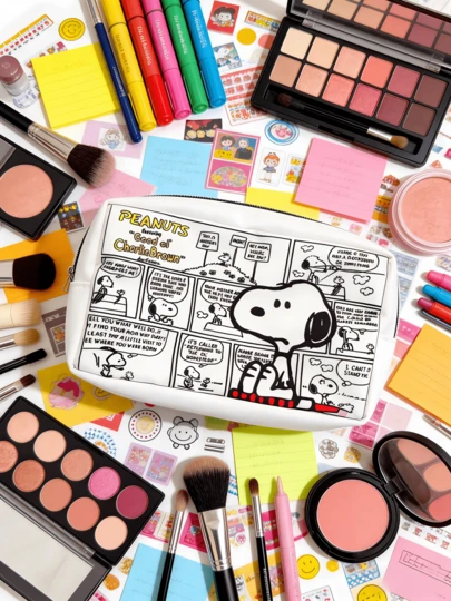  1pc Snoopy Themed Storage Pouch, Suitable For Organizing Small Items During Daily Study And Commute, Can Be Used As Pencil Case, Cosmetic Bag Or Miscellaneous Storage Bag, Also Suitable As Back To School, Study Supplies, Holiday, Birthday, Party Gift