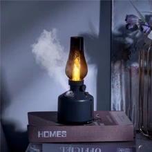 OBOVAY Đèn ngủ cầm tay kiểu retro, máy tạo độ ẩm không khí, đèn bàn dầu hỏa kiểu retro mới, máy tạo độ ẩm không dây hoài cổ cho quán bar, phòng ngủ, mặt bàn, sử dụng trong nhà, 1200mAh - Mist - Xem 5