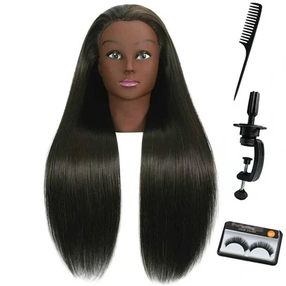 26 Inch 80% Real Human Hair Mannequin Head With Stand For Hairdresser Practice Manikin Cosmetology Doll Training Head Braiding Styling Curling Cutting Display