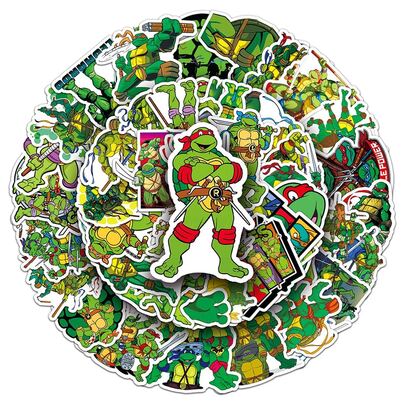 Panini Ninja Turtles Theme Waterproof Stickers, Vintage Cartoon Stickers Suitable For Water Bottles, Laptops, Skateboards, Luggage, Phone Cases, DIY Decoration And Party Favors
