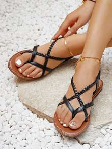 planare Sandálias rasteiras pretas femininas, minimalistas e versáteis, perfeitas para praia, férias, festas, encontros, viagens e casamentos, ideais para uso interno e externo. - Preto - Ver 7