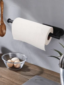 塑料纸巾架，客厅厨房收纳架，浴室卫生纸架，壁挂式，无需钻孔 - 彩色 - 查看 3