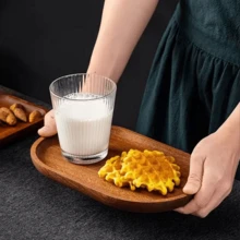 1件红木托盘，长方形木制家用餐具，茶杯碟，花瓣碟，西式圆形碟 - 棕色 - 查看 6