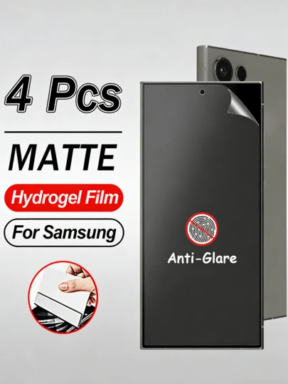 kamyuurs Bộ 4 miếng dán màn hình TPU mờ chống bám vân tay, màng hydrogel mờ tương thích với Samsung Galaxy S26 S25 Ultra Edge S24 S23 Ultra S22 S21 S20 Plus Ultra FE Note 20 Ultra 10 Plus Chống chói Trong suốt Mềm TPU Miếng dán màn hình màn hình mở khóa vân tay Tự phục hồi Siêu mỏng Quà tặng mùa xuân