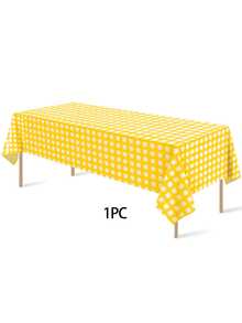1/6/12 chiếc khăn trải bàn nhựa kẻ caro vàng trắng 137*274cm, khăn trải bàn hình chữ nhật kẻ sọc đỏ dùng một lần cho dã ngoại, nông trại, sinh nhật, tiệc cưới. - Màu vàng - Xem 9