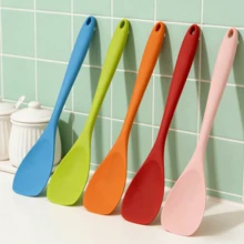 2/4/6 Pack Silicone Spoon Spatula, Flexible Seamless Kitchen Utensil For Mixing Stirring Cooking Scraping Baking, Non-Stick Cookware , Dishwasher (Blue/Orange/Red/Pink/Green) - View 1