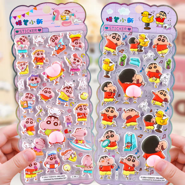 3D Stress Relief Squeeze Toy Phone Decoration Sticker, Cartoon Crayon Shin-Chan Foam Sticker, Suitable For Decorating Phone, Laptop, Luggage, Cup, Skateboard, Notebook And Guitar