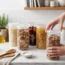 2pcs Transparent Plastic Jars With Lids, 26oz (Approx. 780ml) Round Candy Storage Jars, Mason Jars, High PET Jars, Wide Mouth Food Storage Containers, Suitable For Dry Food, Spices, Nuts, Pasta - View 6