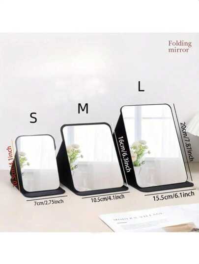 Portable Foldable Faux Leather Makeup Mirror, High-Definition Glass Mirror Surface - Ideal For Dorm, Travel And Beauty Gifts