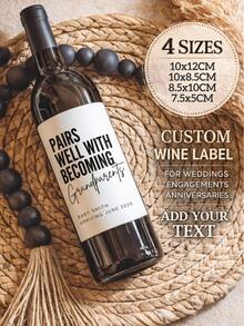 Custom Waterproof Vinyl Wine Labels In Various Sizes, Baby Announcement Wine Labels, Personalized Pregnancy Reveal Gifts, Personalized Pregnancy Announcement Gifts | Perfect For Becoming Grandparents | Champagne Labels For New Grandparents, Expecting Moms, Congratulations Baby, Grandparents, Matching Perfect For Becoming Grandparents, Printed Design - Multicolor - View 1