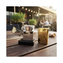Pocket Gasoline Refillable Wick Lighter, Compact And Portable Luxury Classic Model - GOLDEN - View 6