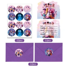 KPOP Demon Slayer Party Invitation Set - Set Includes 12 Fill-In Cards, 12 Envelopes, And 12 Stickers, With Cute Cartoon-Themed Birthday Invitations - View 2