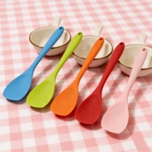 Bộ 2/4/6 thìa silicon, dài 10,75 inch, chịu nhiệt, dẻo dai – Dụng cụ nhà bếp chống dính dùng để trộn, cạo, an toàn với máy rửa chén (Xanh dương/Cam/Đỏ/Hồng/Xanh lá cây) - Xem 10