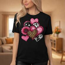 1pc Plus Size Women's Plus Size Cotton T-Shirt S-5XL, Pink Heart Sunflower Leopard Print Graphic Tee, Casual Short Sleeve Round Neck Top, Summer Loose Fit Tunic Blouse, Cute Valentine's Day Festival Fashion, Soft Comfortable Daily Wear Benito Bowl,Big Game, Football Fast Shipping! Men's Casual And Stylish Short-Sleeved Printed T-Shirt. - Red - View 9