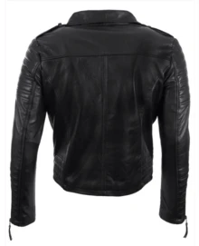 AVIATRIX Men's Real Leather Biker Jacket SDTM - Black - View 4