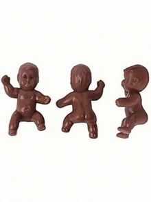 10pcs/Set Baby Shower Ice Cube Game Mini Plastic Baby/Party King Cake/King Cake Baby/King Cake Baby/Plastic Baby Non-Edible Cake Toppers (Black) - Multicolor - View 7