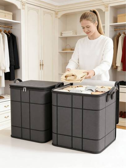 1PC Black Storage Bag, Large-Capacity Mobile Bag, Camping Picnic Bag, Wardrobe Storage Bag, Seasonal Clothing Storage Bag, Foldable Portable Storage Bag Suitable For Bedroom, Wardrobe, Under Bed, Living Room Back To School Supplies Bag For School School Accessories School Stuff