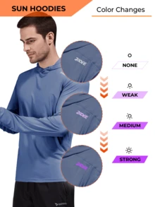RODEEL Moletom com Capuz Masculino para Uso Externo com Orifícios para o Polegar, Opções Multicoloridas, Macio e Leve, Elasticidade Quadridimensional, Adequado para Pesca, Navegação, Caminhada, Telhados, Jardinagem, Construção e Outras Atividades ao Ar Livre - Azul - Visão 5