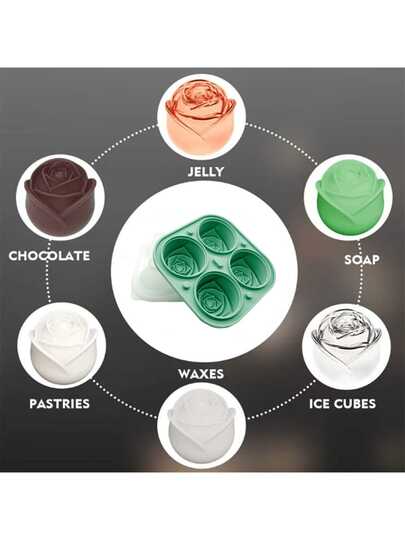 1 Piece Of Rose Ice Cube Silicone Mold, Suitable For DIY Creative Ice Cream Making, Ice Grids, Ice Cubes, Soft Ice Molds, Ice Cube Molds, Summer Ice Buckets And Ice Machines, Kitchen Accessories