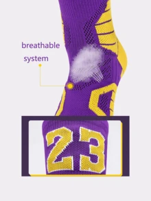 1 par de calcetines deportivos atléticos de alto rendimiento para jóvenes y adolescentes, con acolchado de rizo grueso, ideales para deportes al aire libre como baloncesto, fútbol, rugby y hockey - Multicolor - Ver 2